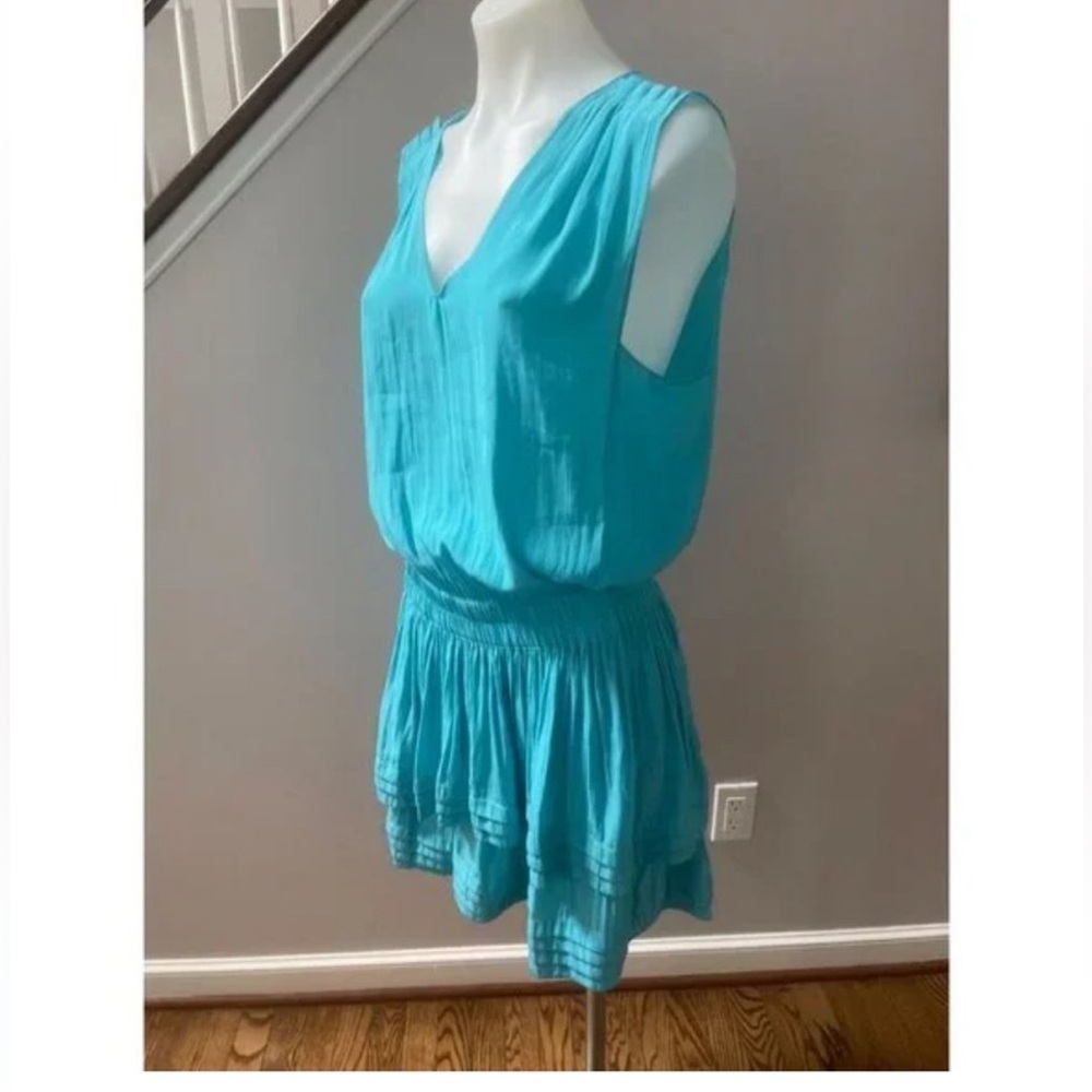 Ramy Brook Raquel Tiered Ruffle Mini Dress in Turquoise Pool Blue Small NWOT - Picture 4 of 11